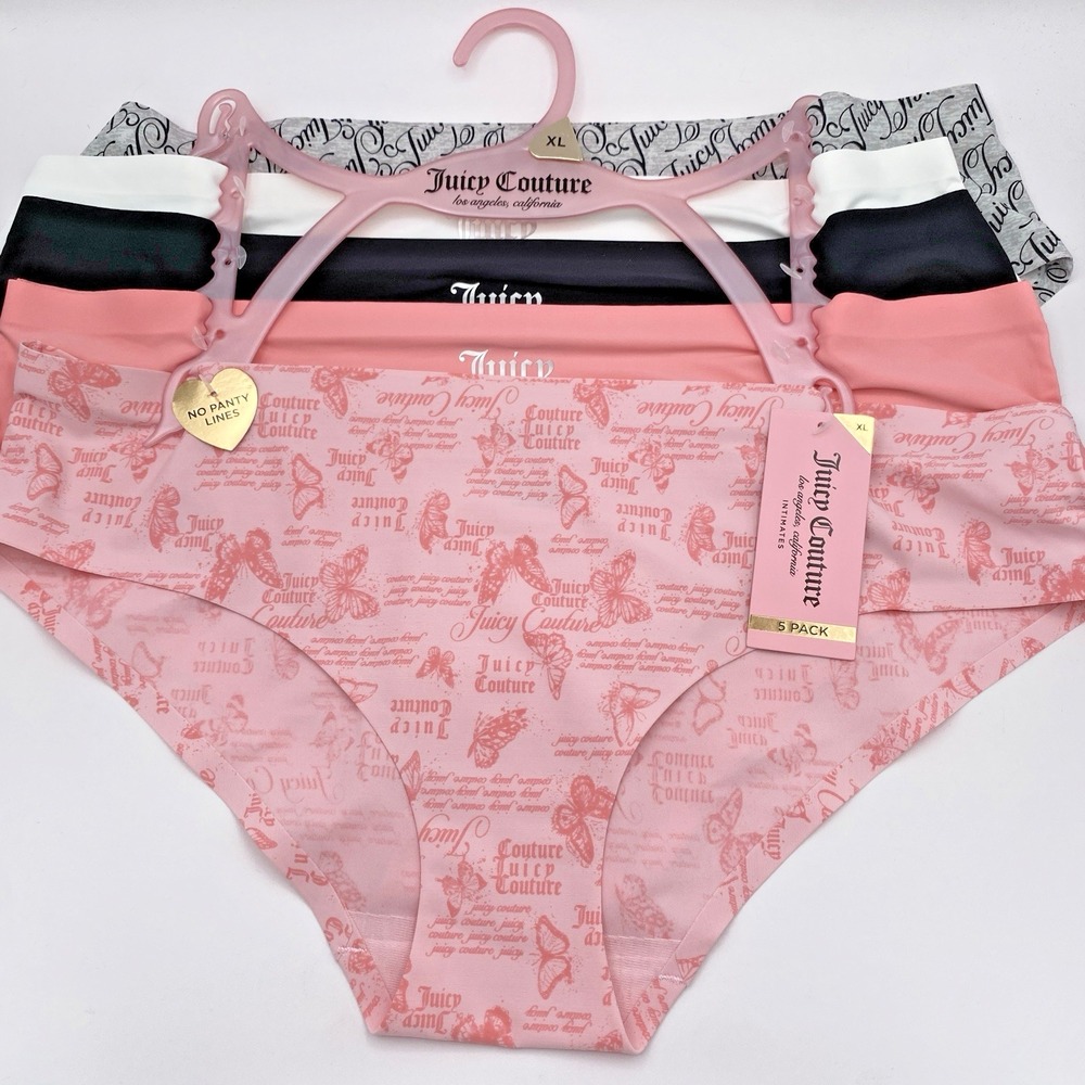 Juicy Couture 5 Pk Hipster‎ Panties Size XL No Panty Lines Smooth Tagless NWT